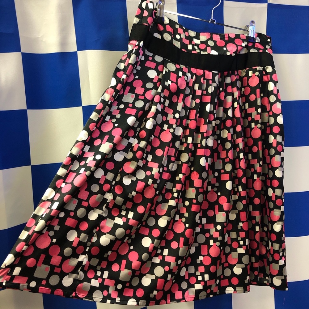 Cloze Y2K Pink, black, and silver polka dot skirt
